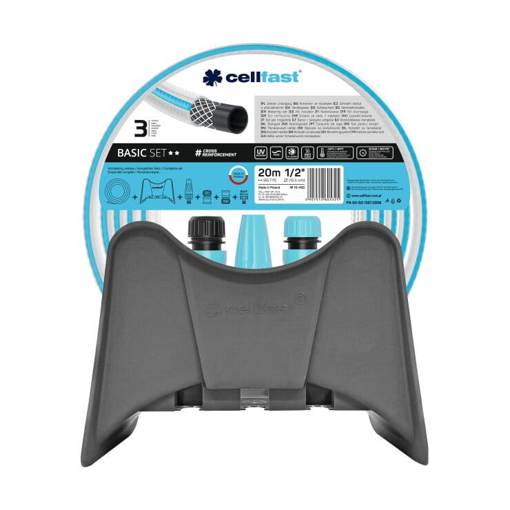 Zestaw zraszający Basic 10-450 Wąż 1/2 20m wieszak i złączki 