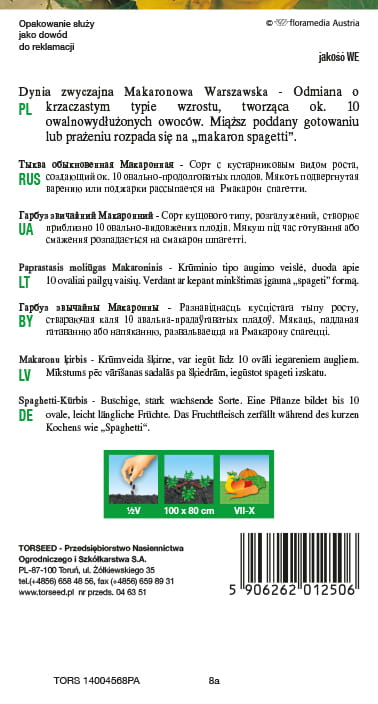 Dynia makaronowa- Makaronowa Warszawska 2g 