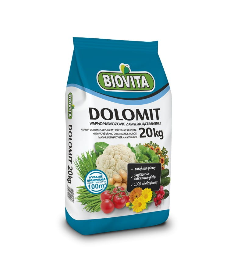 Dolomit 20 kg Biovita- do odkwaszania podłoża nawóz wapniowo-magnezowy 