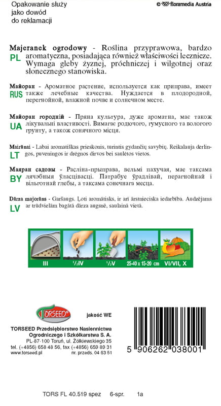 Majeranek ogrodowy 1g